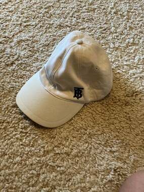 Burberry Monogram Pique Baseball Cap in White